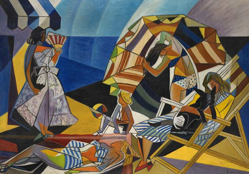 Gino Severini (Cortona 1883 - Paris 1966); Sulla spiaggia (on the beach), c. 1948;