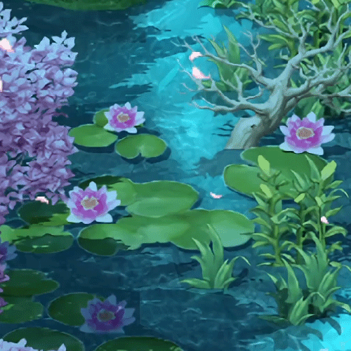 liquial:Lily pond in spring, Rune Factory 4 (2019)