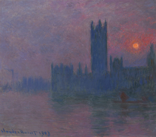 Claude Monet (1840-1926) - Le Parlement, soleil couchantOil on canvas. Painted 1900-03.32 x 36.25 in