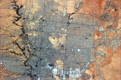 colchrishadfield:Downtown Riyadh, capital of Saudi Arabia, in fine detail from Earth orbit.