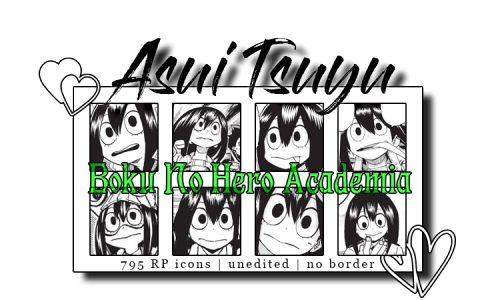 ⌠ 795 rp icons ⌡ - Asui Tsuyu of BNHACharacter: Asui TsuyuFandom: Boku No Hero AcademiaIcon Count: 7