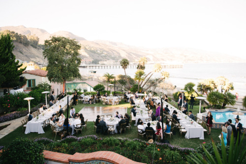 This Malibu wedding is blushing as much as the bride. Photographed by Hannah Arista.