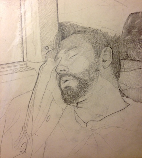 Ziu, on the Birnie Bus back to Utica. (Sketchbook)Ryan Salge. 2015.