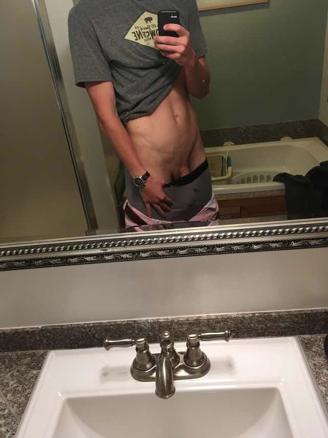 straightbaitedguys:  A cute ass 21 year old with a kick add body.