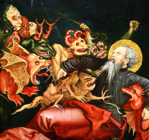 signorformica:St Anthony tormented by demons, Upper Rhine ~ ca.1520; Wallraf-Richartz Museum, Cologn