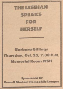 lesbianartandartists:  “The Lesbian Speaks for Herself,” October 23, 1969
