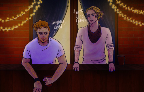 winter-h: Enjolras and Feuilly enjoying a quiet moment together at a party. Ah, my brotp.