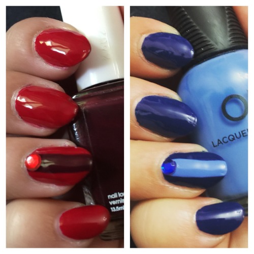 Ruby and Sapphire manicures I did this week ( nerdy-knitter)
