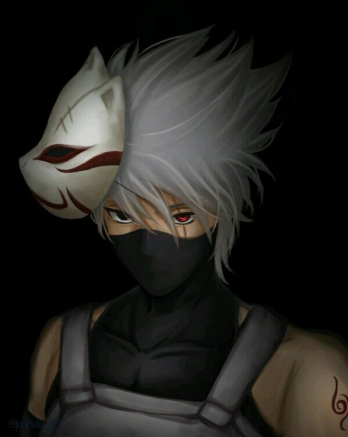 kokoro4kakashi:  make-a-guess:  カカシ | PANDA [pixiv]  Posted with permission. All the credit goes to wonderful author, not me. Thus, please do not repost this article without permission from author.   Kakashi doesn’t need a kunai on missions.