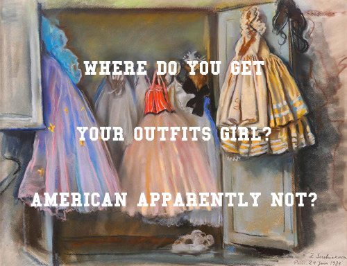 sissythatart:  Closet Full of American Apparently NotsCloset of ballerina Irina Baranova (1933) Zinaida Serebriakova + Trixie Mattell