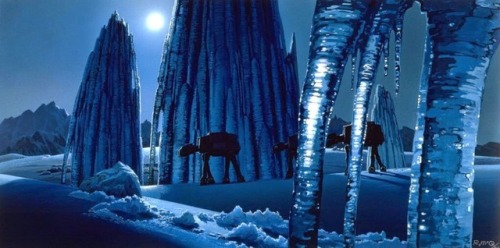 Ralph McQuarrie art for the Battle of Hoth. From The Empire Strikes Back (1980).