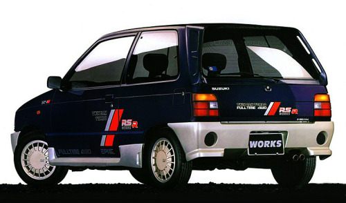 Suzuki Alto Works RS-R, 1987. The first kei car to reach the legislated limit of 64hp thanks to fuel