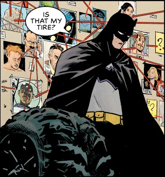 sarahreadstoomanycomics:Jimmy could give Jason a run for his money in the Batman tire stealing depar