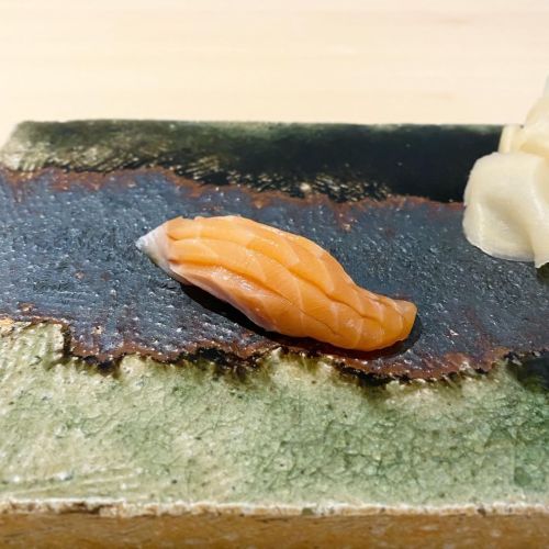 Masu cherry hybrid salmon and Shima Aji (striped jack) • 311ONZ by LDH kitchen, Tokyo JAPAN • #japan