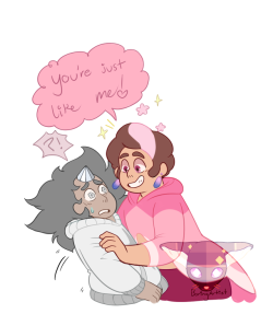 boringartist:  When two AU’s collidesince @thechekhov drew steven and pearl of @jigokuhana and i’s bad prediction au, i had wanted to draw them interacting at least a little bit for the fun of it. Now BP au pearl gets to really see what she could