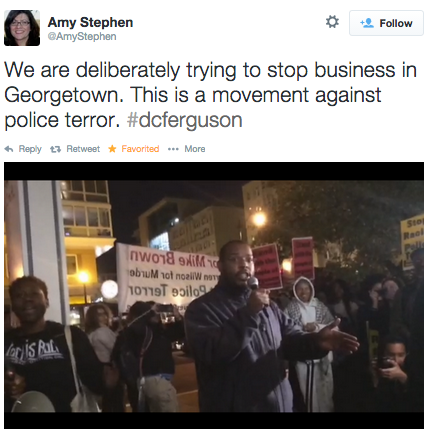 socialjusticekoolaid:   Today In Solidarity (10.4.14): Protesters in Washington, DC shutdown Georgetown for several hours, marching for justice for Mike Brown and an end to police brutality. So proud of the people still keep this going, around the country