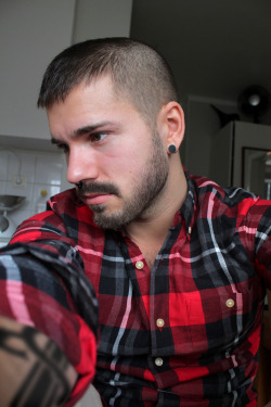 Hairy chest, legs,Beard and Mustache.