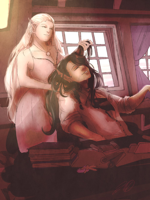 spatialheather:Star & Lor commission by @jen-iii of more (eventual) Sierenn Saga moments