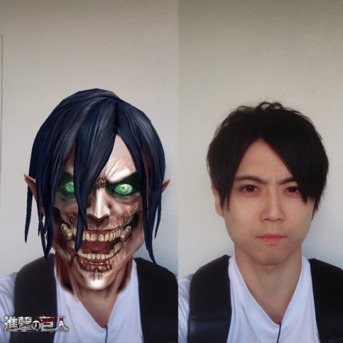 The SNOW mobile app (The Asian equivalent of Snapchat) has released three official Shingeki no Kyojin lenses/filters that include Rogue Titan and Wall Titan!Update: Kaji Yuuki (Seiyuu of Eren) shows off his transformation!Update (June 8th, 2017): Four