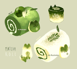 nkim-doodles:  Matcha Cakes.