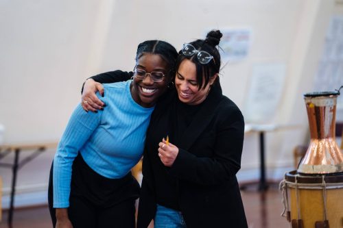 Julius Caesar rehearsal pics © Helen MurrayAnna Crichlow as BrutusCharlotte Bate as CassiusCash