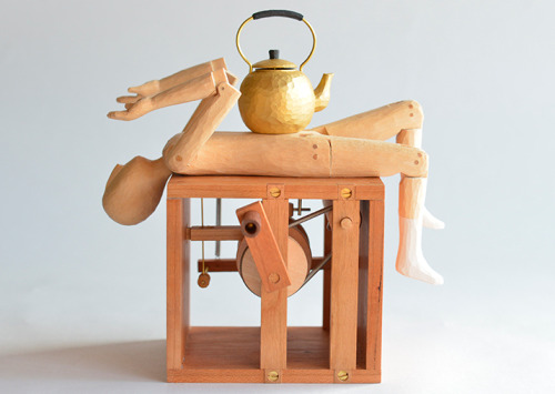 archiemcphee: These whimsical wooden automata are the creations of contemporary Japanese woodworker 
