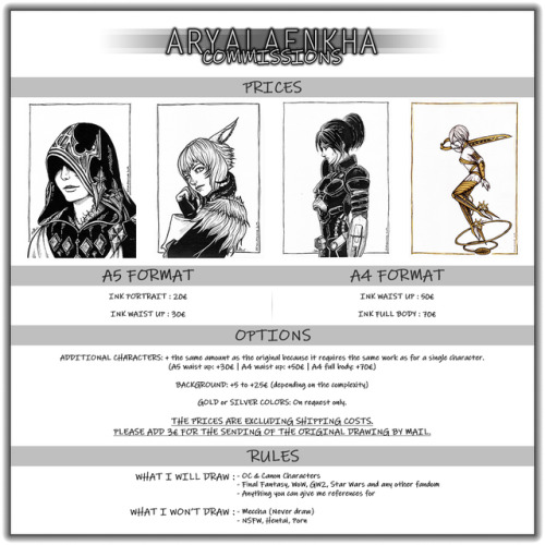 aryalaenkha-art: Commissions are open.Please note some important information:I only do traditional a
