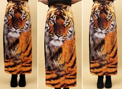 90s Vtg TIGER Photoprint Maxi COLUMN Skirt (buy here)