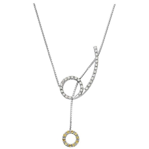 Adjustable diamond, yellow sapphire, and white gold drop pendant necklace, c. 2019 (at 1stdibs)