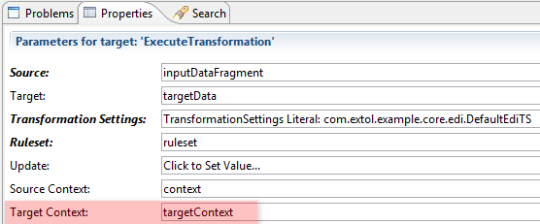 ExecuteTransformation task Target Context in Business Process