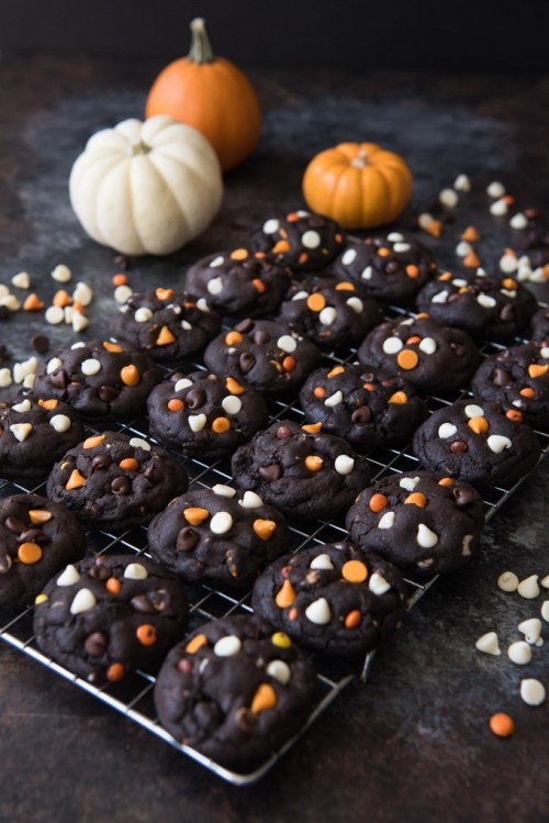 chocolateguru:    Dark Chocolate Halloween Chip Cookies 