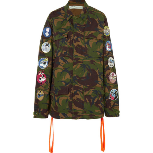Off-White Appliquéd embroidered camouflage-print cotton-canvas jacket ❤ liked on Polyvore (see more 