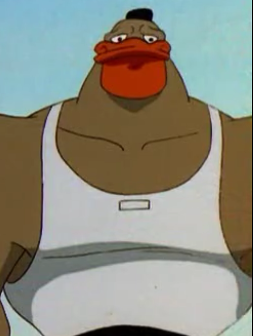 Grin Hardwing in his A-shirt / Sleeveless shirt / undershirt in Mighty Ducks Episode