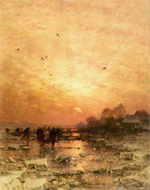 Ludwig Munthe (Norwegian, 1841-1896)Abendliche Winterlandschaft ,1885