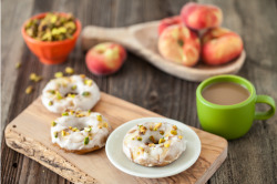 vegan-yums:  Vegan Peaches and cream doughnuts