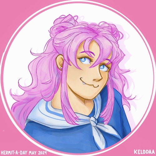 A digital artwork headshot of LDShadowLady, who is friend of many hermits but wife to one.