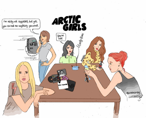 blancobain:  What if all the girls described in Arctic Monkeys’ songs meet all together in a bar?