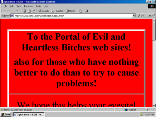 oneterabyteofkilobyteage: original url http://www.geocities.com/SouthBeach/Cape/3500/  last modified 2001-02-28 22:04:20 