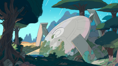 ducksofrubber:  I’ve been art directing on Steven Universe for a little less than a year, and every once in a while I still get the opportunity to paint some backgrounds. Here are a few super fun layouts by Sam Bosma and Steven Sugar that I got to color
