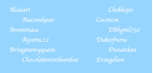 gintamajustaway:  Here it is, the full list of participants! Drop into my ask if you have any questi