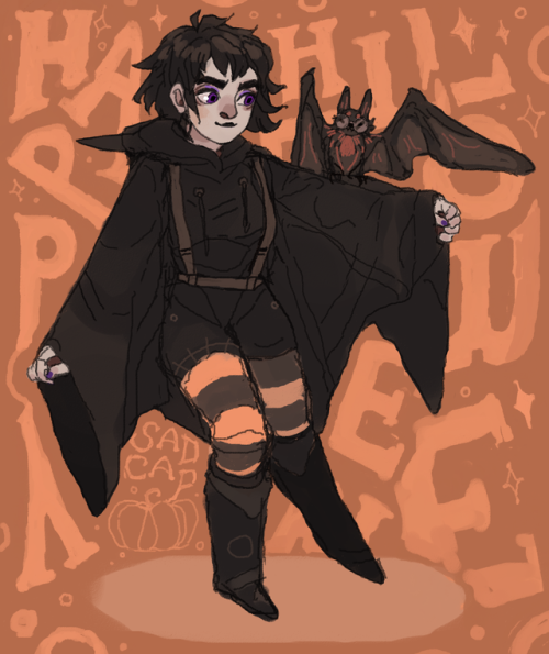 sadcuptain:HALLOWEEN IS COMING ✨✨✨soooooooo i drew my cute little fave from @avasdemon + bat merita