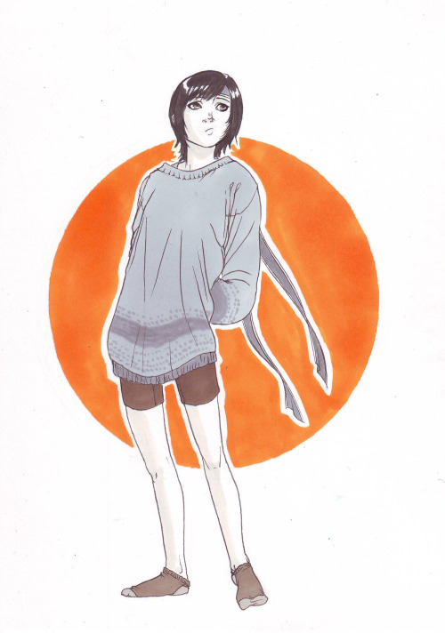 mintflavour:Inktober 23. I just wanted to draw Yuffie in a baggy jumper.She’s on an A5 Bristol