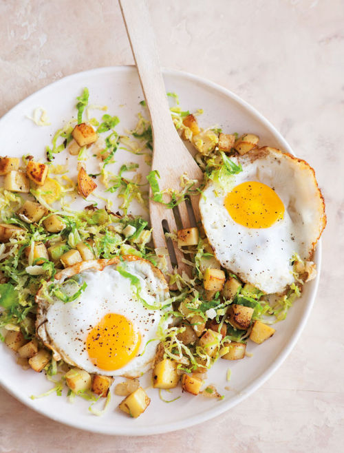 do-not-touch-my-food:Brussels Sprouts and Potato Hash with Fried Eggs