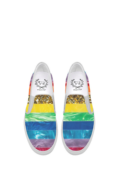 Shoes Fashion Blog Del Toro x Edie Parker Rainbow Glitter Sneaker via Tumblr