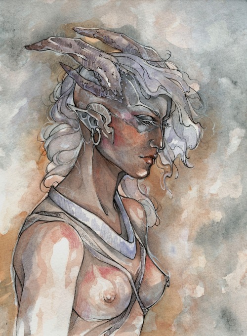 allantieeart:You may not know that Qunari are my favourite species from DA~That’s why I’ve painted m