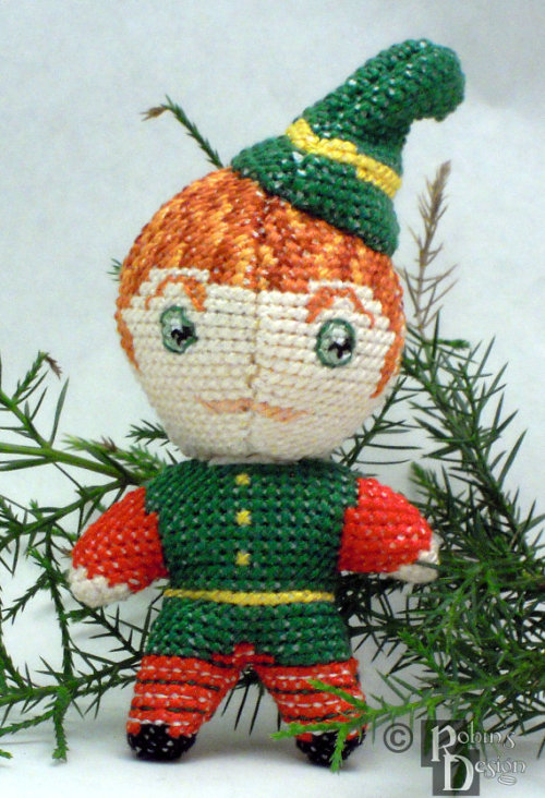 Santa&rsquo;s Elf Doll 3D Cross Stitch Sewing Pattern PDF by robinsdesign from Gathering Charms 