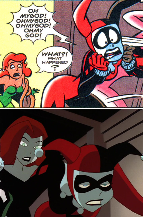 cooketimm:   The Harley and the Ivy (1995) & Holiday Knights (1997) comparison. Original story: Ronnie Del Carmen (and art), Paul Dini Director (TV Episode): Dan Riba See more pics (25+): https://vk.com/album-59766958_239589966   Fun Fact:  Ronnie