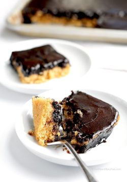 fullcravings:  Peanut Butter Cake with Dark