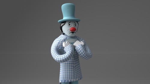 3d commission for @shoutbird ! the terrible clown now has form. I’ve got two slots left f