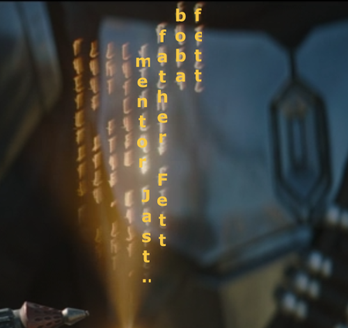 rise-of-ahsoka:Only got part way through transcribing the mandalorian script, but so far I see:Mento